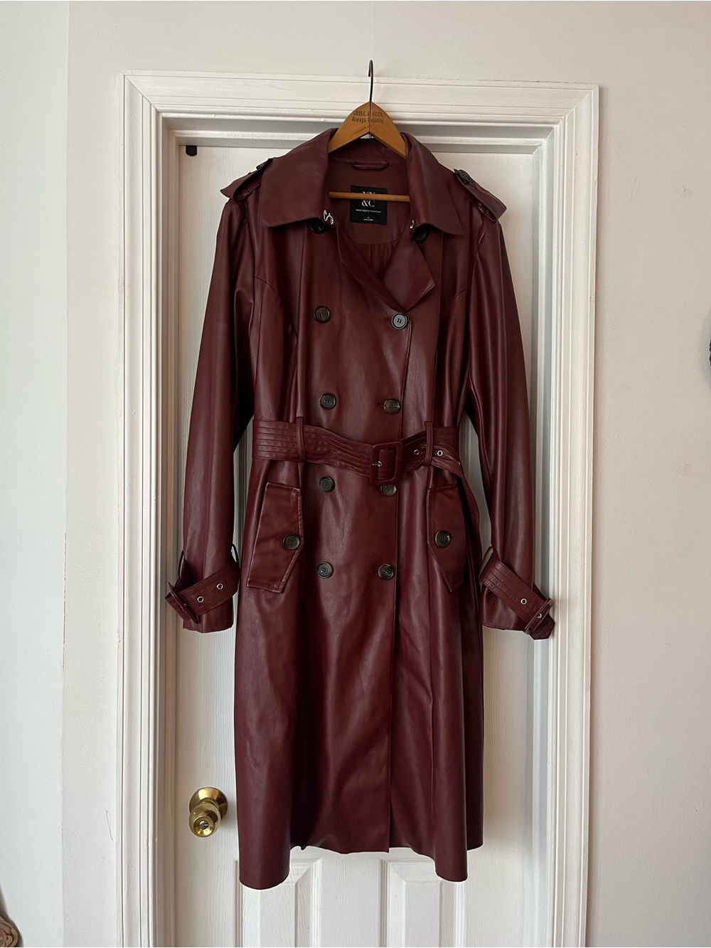 Burgundy Leather Trench Coat